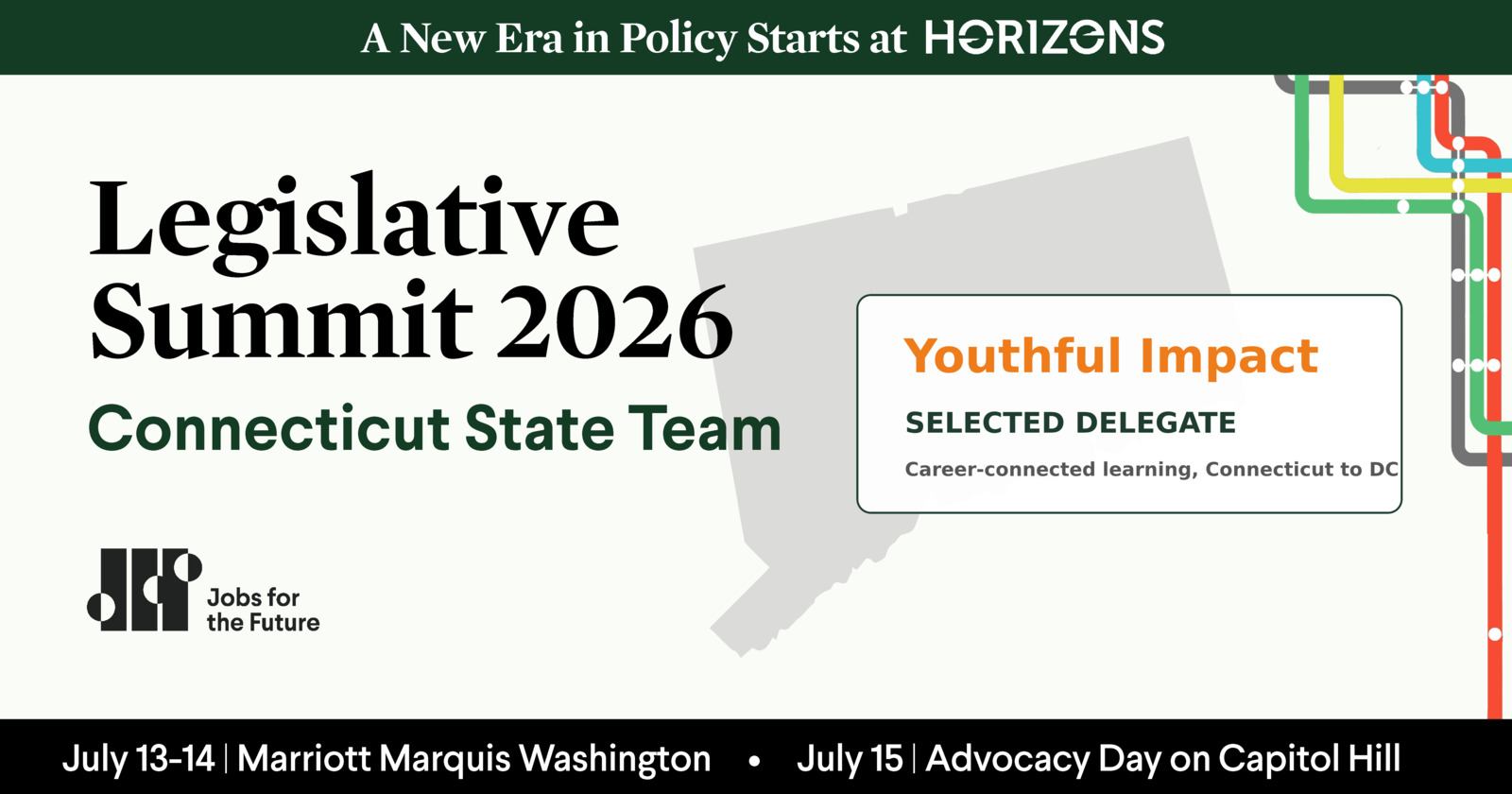 JFF Legislative Summit 2026 Connecticut State Team card: Youthful Impact, Selected Delegate